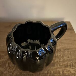 Anthropologie Black Pumpkin-Shaped Mug